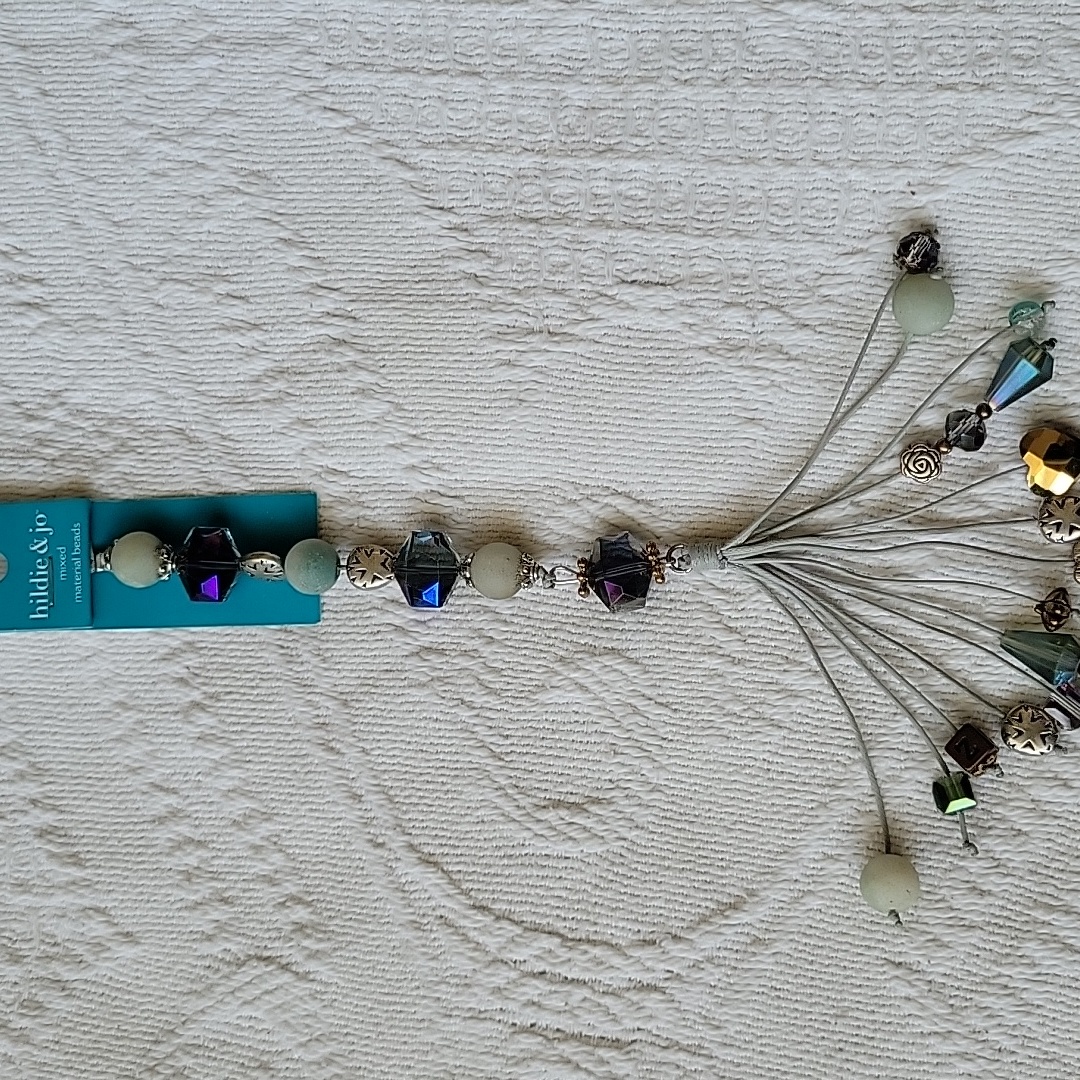 Silver And Purple Mixed Material Beads